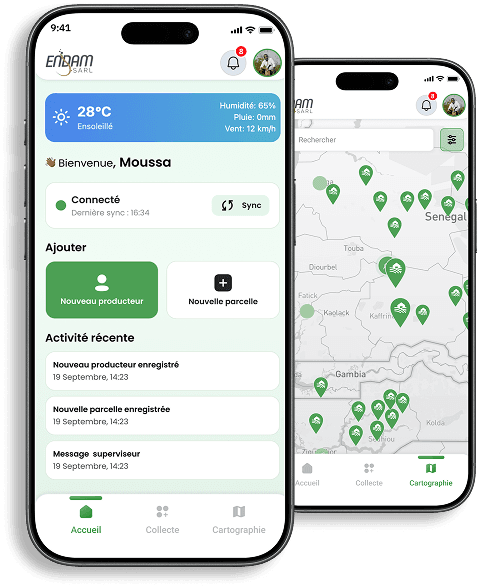 App ENDAM - Tableau de bord et Cartographie